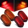 Partsam 2 Amber2 Red 12V 4" x 2" Oval Led Truck Side Marker Light Surface Mount 10 Diodes, Sealed Trailer Led Clearance and Side Marker Lights, Black Base, Rectangular Rectangle Led Lights