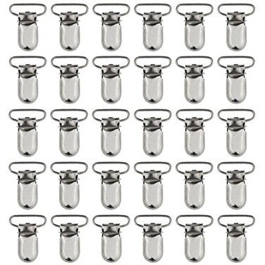 Marrywindix 25pcs 1" Pacifier Suspender Clips, Pacifier Clips for Making Pacifier Holders Bib Clips Toy Holder Silver