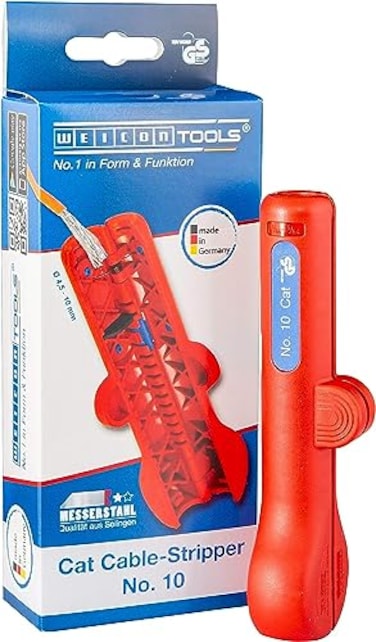 WEICON Cat Cable Stripper No.10 - Network Cable Stripper, Practical Stripper for Data Cables Network Cables Cat 5, 6 and 7, Red