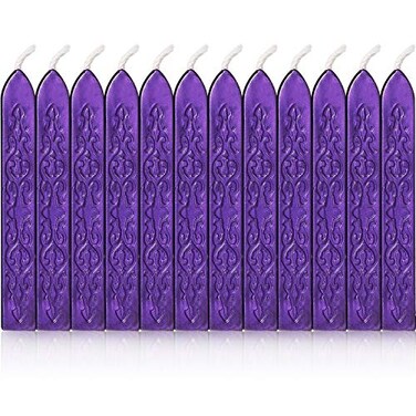 Bememo 12 Pcs Sealing Wax Sticks with Wicks, Purple