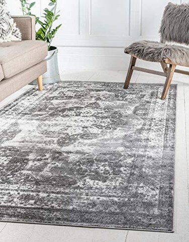 Unique Loom Sofia Collection Area Rug - Salle Garnier ,4' 1" x 6' 1" Rectangle, Gray/ Ivory