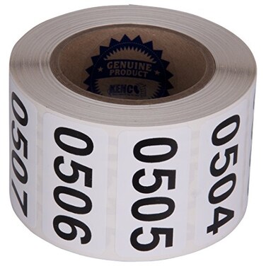 Kenco Consecutively Numbered Labels Self Adhesive Durable Vinyl- Measure: 2" X 1" by ,ROLL 501-1000