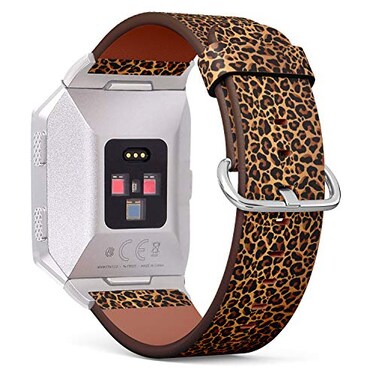 Snnisttek Compatible with FITBIT IONIC - Leather Wristband Bracelet Replacement Accessory BandAdapters - Leopard Repeating