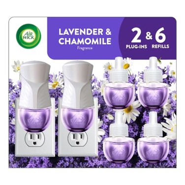 Air Wick Plug in Starter Kit, LavenderChamomile, 2 Warmers6 refills