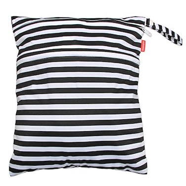 Damero Cloth Diapers Wet Dry Bag, Medium, Black Strips