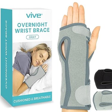 Vive Night Wrist Splint Brace - Left, Right Hand Sleep Support Wrap
