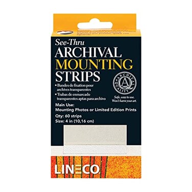 Lineco See-Through Archival Polyester Mounting Strips, 4 Inch, 60 PCS