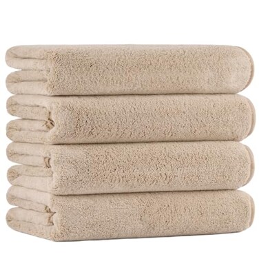 POLYTE 330 GSM Poly Blend Microfiber Quick Dry Bath Towel, 30x57 in, 4 Pack