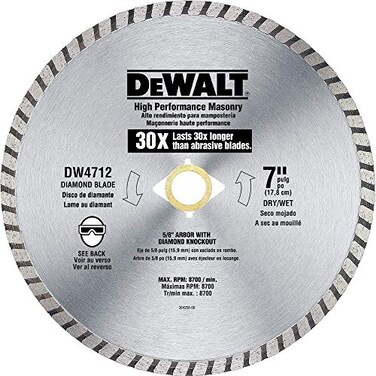 DEWALT Diamond Blade for Masonry, High Performance, 7-Inch ,DW4712B