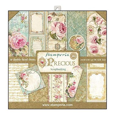 Stamperia International KFT Paper Pad 10 Sheets Double-Sided Elegant Gift, Multicoloured, 30.5 x 30.5