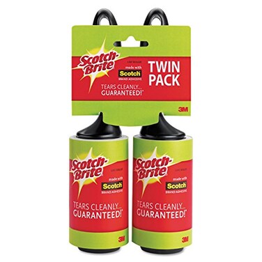 3M Scotch-Brite Lint Roller, Works Great On Pet Hair, 2 Rollers, 56 Sheets Per Roller, 112 Sheets Total