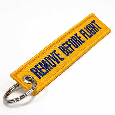 Rotary13B1 - Remove Before Flight Keychain - Yellow/Blue