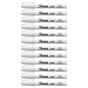 Sharpie Oil-Based Paint Marker, Medium Point, White, 12 Count - Great for Rock Painting