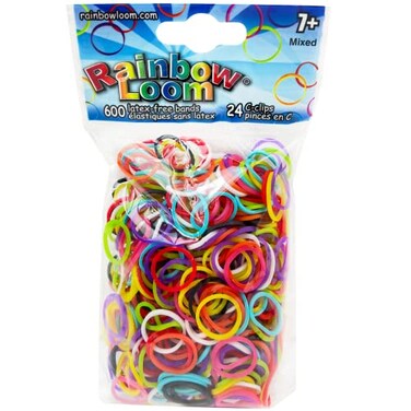 Rainbow LoomMix Rubber Bands with 24 C-Clips ,600 Count