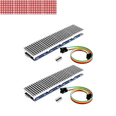 Onyehn 2pcs MAX7219 Dot Matrix Module,Red Light4in1 Display for Arduino