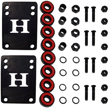 Amphetamine Skateboard Hardware Refresh Kit - ABEC 5 Bearings, Risers, 1" Hardware, Nuts
