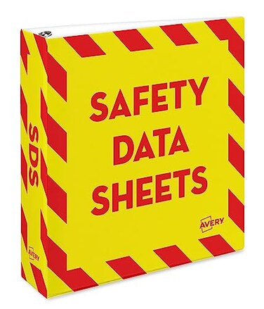 AveryHeavy-Duty SDS Binder, 2" Rings, 1 Yellow/Red Border Binder