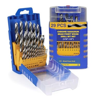 Fisch Brad Point Spiral Drill Bit Set, Sizes 1/16&sup3;&ldquo;1/2&sup3;, 29 Pcs