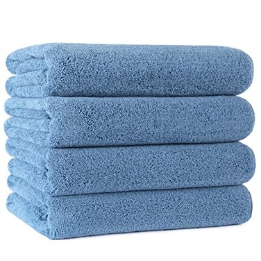 POLYTE 330 GSM Poly Blend Microfiber Quick Dry Bath Towel, 30x57 in, 4 Pack