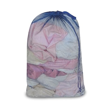 Smart Design Mesh Laundry Bag w/ HandlePush Lock Drawstring - VentilAir Mesh Material - for ClothesLaundry - Home Organization ,Holds 3 Loads,36 x 24 Inch[Blue]