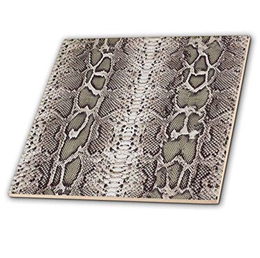 3dRose 4 Inch Ceramic Tile - Grey Snakeskin Animal Print Designs Prints and Patterns