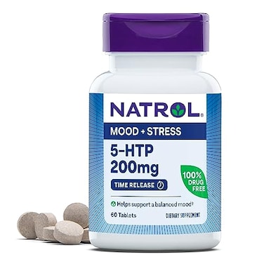 Natrol 5-HTP 200 mg Time Release, Helps Support a Balanced Mood, 60 Tablets