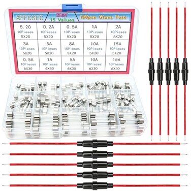 XFFCSEC Inline Fuse Holder Kit:150 PCS Inline Fuses10 PCS Fuse Holder