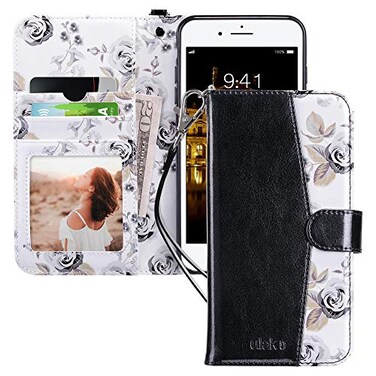 ULAK Wallet Case for iPhone 8 Plus/iPhone 7 Plus, Black