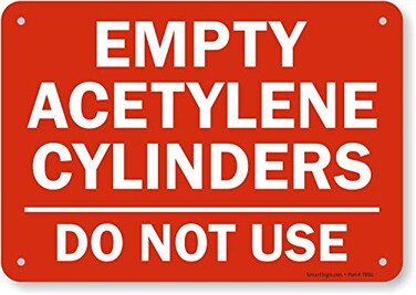SmartSign "Empty Acetylene Cylinders, Do Not Use" Sign7" x 10" Plastic