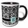 3dRose monogrammed mint blue black white Letter E 11oz Two-Tone Black Mug