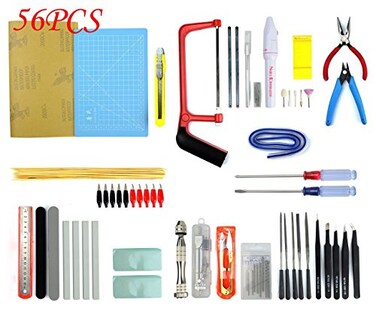 BXQINLENX Professional 56 PCS Model Tools Kit Modeler Basic Tools Craft Set Hobby Building Tools Kit for dam Car Model Building Repairing and Fixing,H