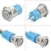 XINGYHENG 3 Sets 16mm 5 Pin Metal Latching Push Button Switch 1NO 1NC Self-Locking 12V DC On Off Stainless Steel Flat Head Ring Illuminated Switch with Wire Socket Plug