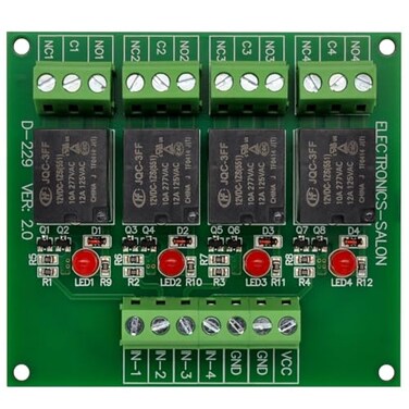 Electronics-Salon 4 SPDT 10Amp Power Relay Module, DC 12V Version.