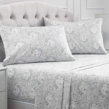 Mellanni Iconic 4-Piece Microfiber Sheet Set ,Queen, Paisley Gray