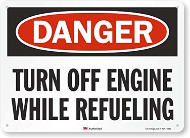 SmartSignDanger - Turn Off Engine While Refueling Sign10" x 14" 3M Reflective Aluminum