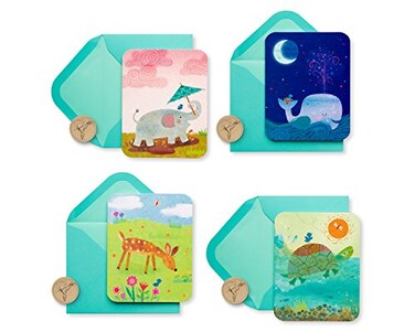 Papyrus Blank Note Cards with Envelopes, Animals ,20-Count