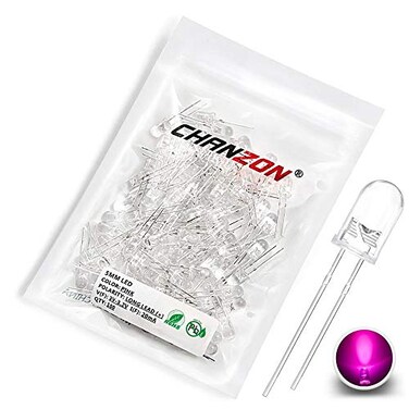 CHANZON 100 pcs 5mm Pink LED Diode Lights,DC 3V 20mA