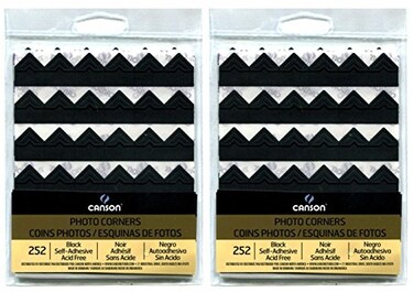 Canson 2-Pack Bundle - Self Adhesive Photo Corners, Peel-Off Archival Quality, Black, 252 count each Pack