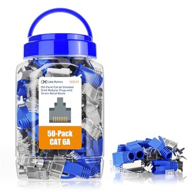 Cable Matters 50-Pack Cat6A RJ45 Shielded Modular Plugs