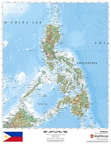 MapSherpa Philippines - 17" x 22" Laminated Wall Map