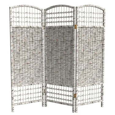 Red Lantern 4 ft. Short Recycled Newspaper Folding Screen - 3 Panels