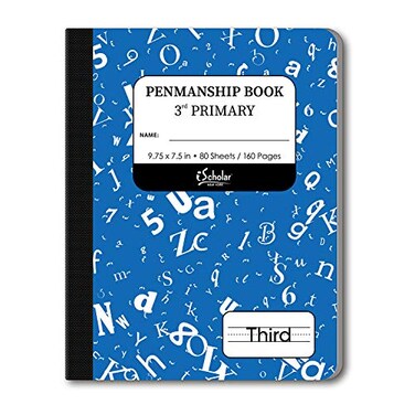 iScholar Grade 3 Primary Composition Book, 7.5 x 9.75 Inches, 80 Sheets, Skip Line Ruling, Blue Marble ,10030