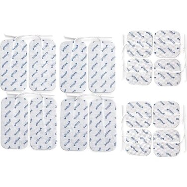 axion 16 Adhesive Electrodes TENS Unit Electrode Pads Mix Set - 8 Square 2x2'' and 8 Rectangular 4x2''