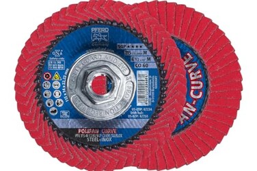 PFERD Tools POLIFAN-Curve Ceramic Oxide Flap Disc, 4-1/2"x 5/8-11, 60 Grit