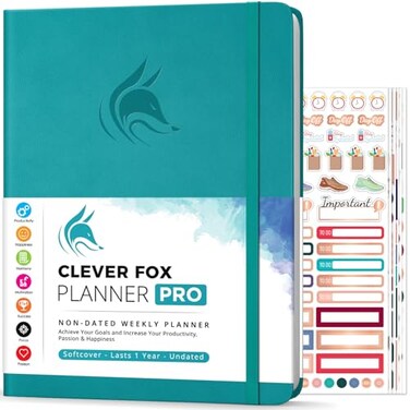 Clever Fox Planner PRO, Undated Weekly Planner, 8.5x11 Turquoise