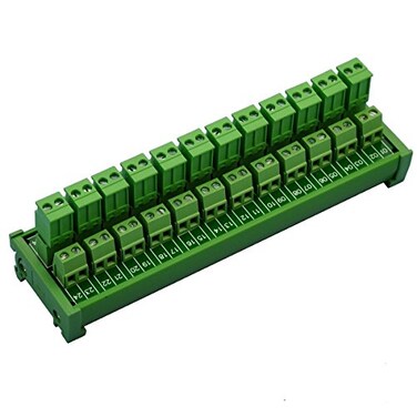 Electronics-Salon DIN Rail Mount Pluggable 12x2 Position 10A / 300V Screw Terminal Block Distribution Module. ,Side Wire Connects