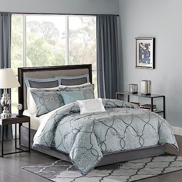 Madison Park Traditional Luxe Cotton Jacquard Comforter Set, 12PC King
