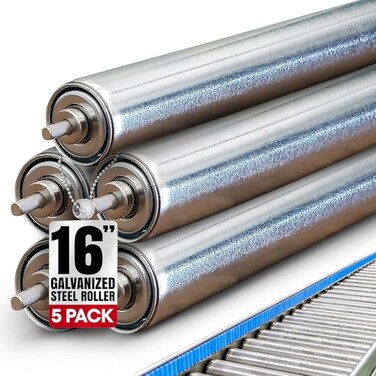 Ultimation Conveyor Rollers - Galvanized Steel Replacement, 1.5" Diameter, 16" Between Frame, 18 Ga., Found in Woodworking Table, Garage, Boat Trailers, MaterialTool Handling - 5-Pack by