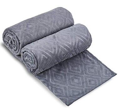JML Microfiber Bath Towels Set of 2, 30" x 60", Grey Diamond