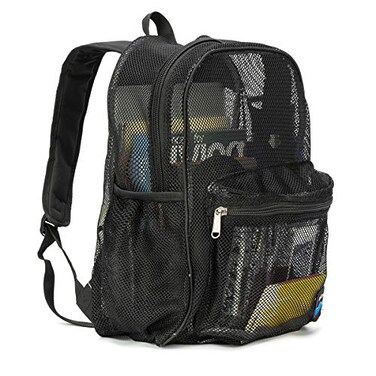K-Cliffs Heavy Duty Mesh Backpack Quality Classic Student Net Bookbag Durable See Through Simple Netting Daypack Basic School Bag Black